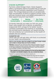 Supplement facts and ingredients list for vision support formula.