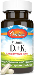 Carlson Vitamin D3 2000 IU with K2 MK7 - 60 Vegetarian Capsules