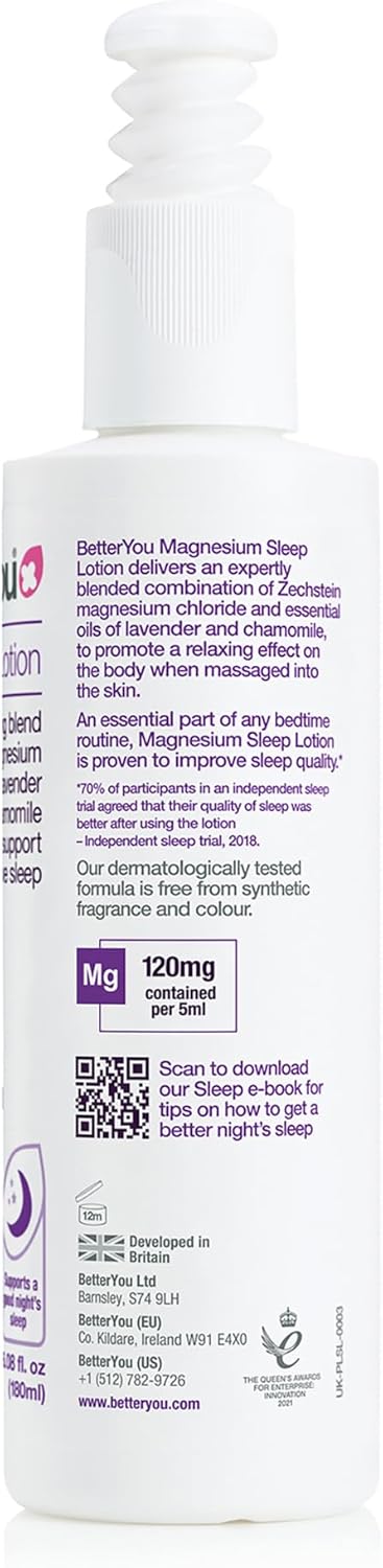Ingredients list for BetterYou Magnesium Lotion.