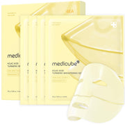 Medicube Kojic Acid Turmeric Brightening Gel Mask, individual sachet packaging, fragrance not specified, 4 masks x 28g