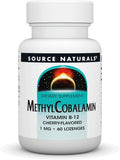 Pastillas Source Naturals Vitamina B12 Metilcobalamina 1mg Cereza - 60 unidades