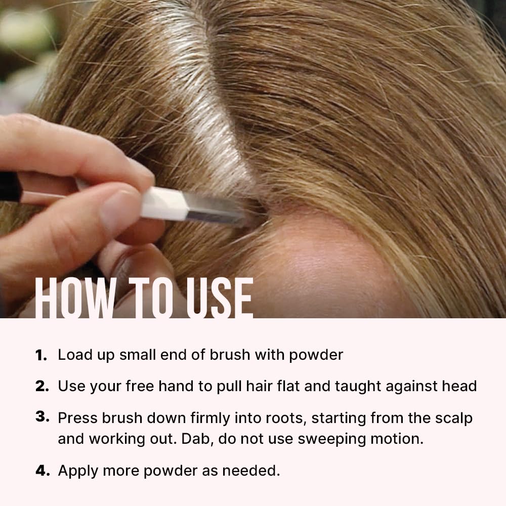 Color Wow Root Cover Up Platinum Blonde 2.1g application guide for roots and hairline