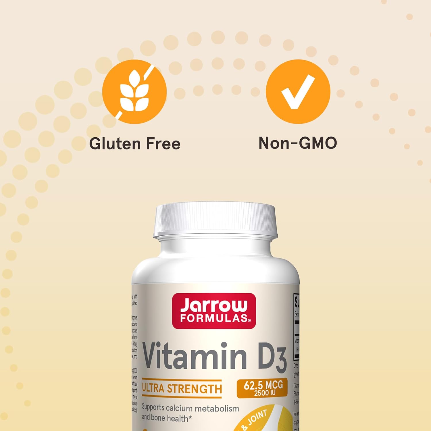 Jarrow Formulas Vitamin D3 62.5mcg 2500 IU Softgels - 100 Count