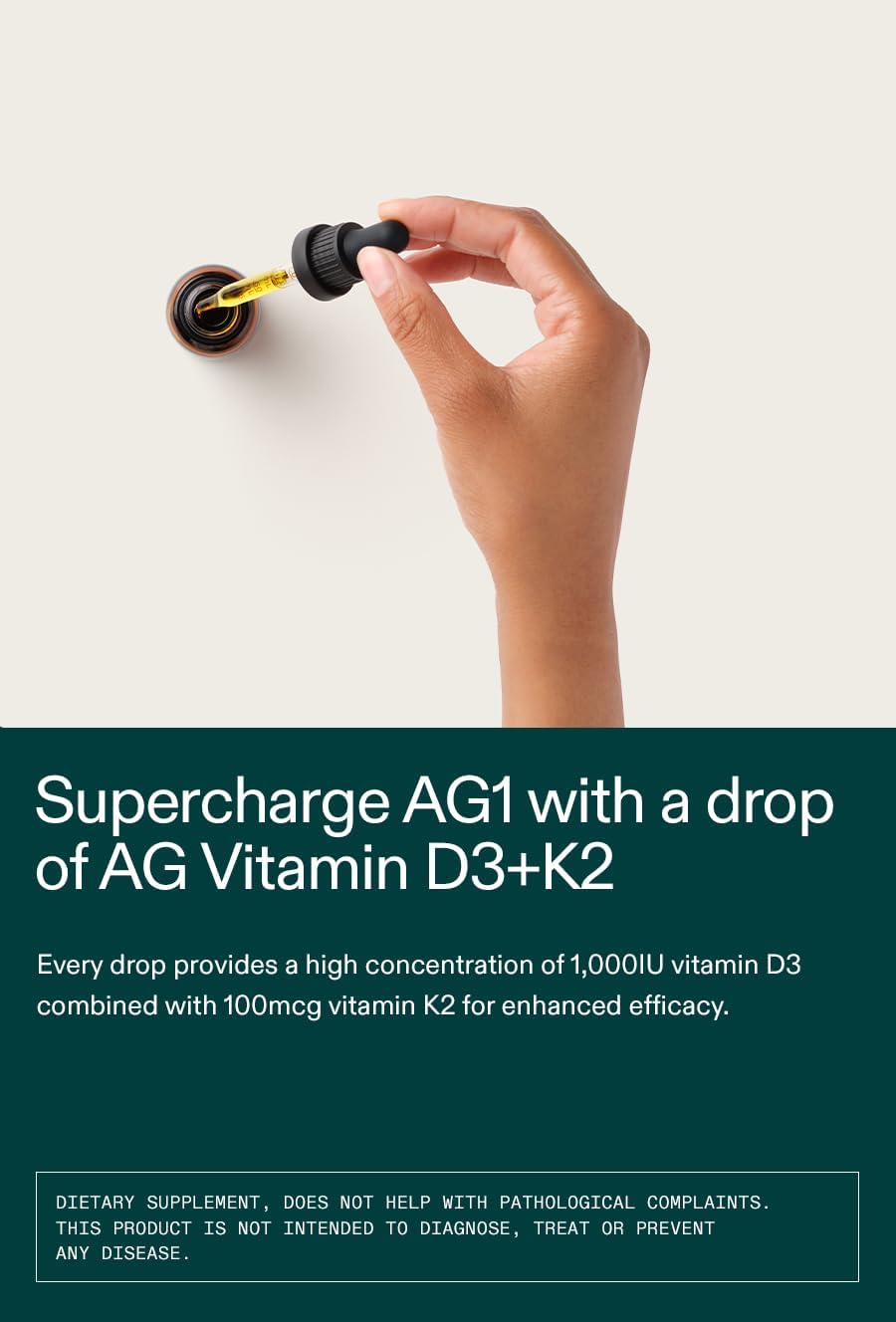 AG1 Vitamin D3 + K2 Liquid Food Supplement 30ml daily vitamin drops