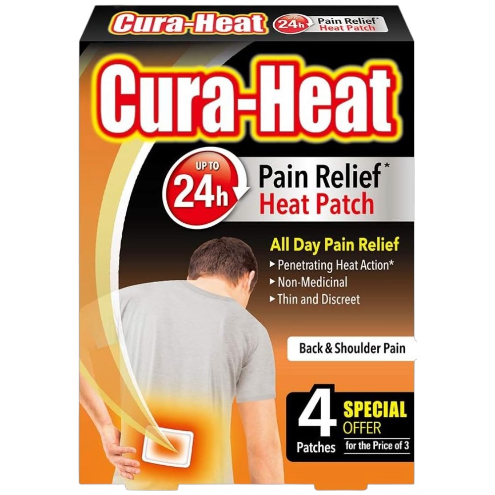 Cura-Heat 24H non-medicinal heat patch back shoulder air-activated 4 patches front packaging