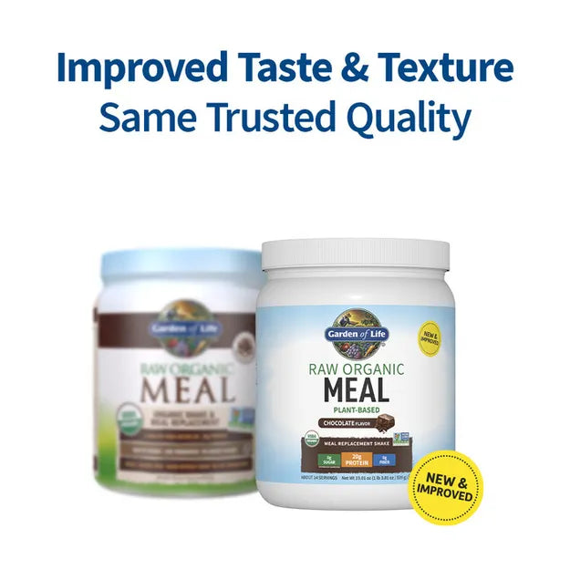Garden of Life Raw Organic Meal Plant-Based All-In-One Protein Chocolate 539g. Old & new packaging.