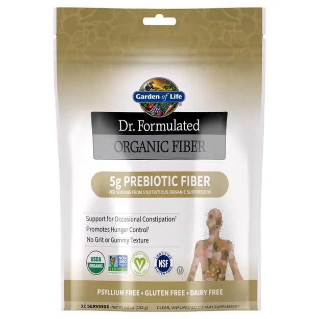 Garden of Life Dr. Formulated Organic Prebiotic Fiber canister, unflavoured, 192g.