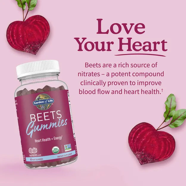 Garden of Life Organic Beet Root Gummies, Raspberry - 60 Count