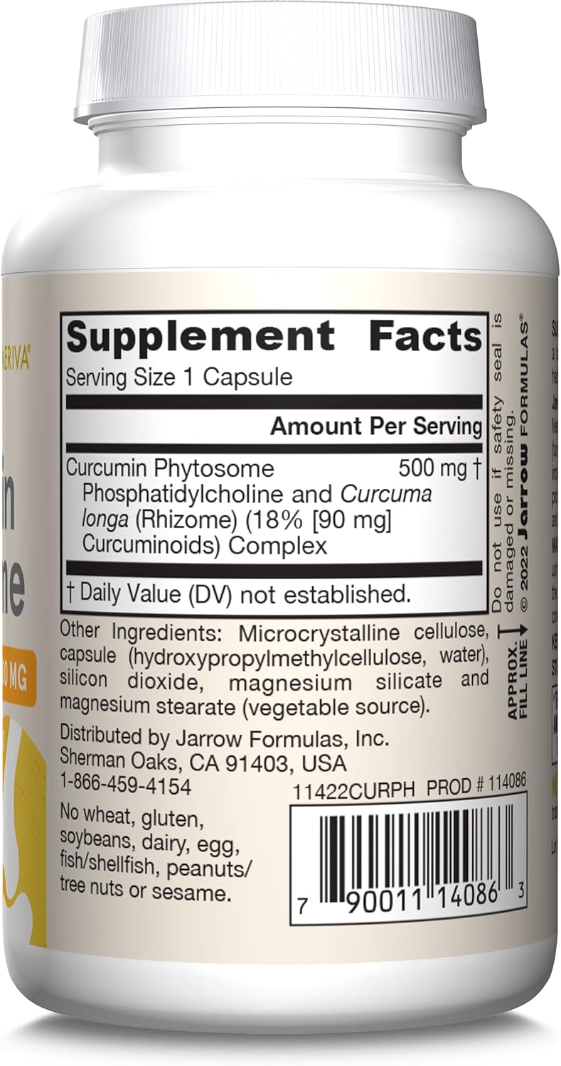 Barcode Image: Jarrow Formulas Curcumin Phytosome 500mg veggie capsules 60 count barcode packaging