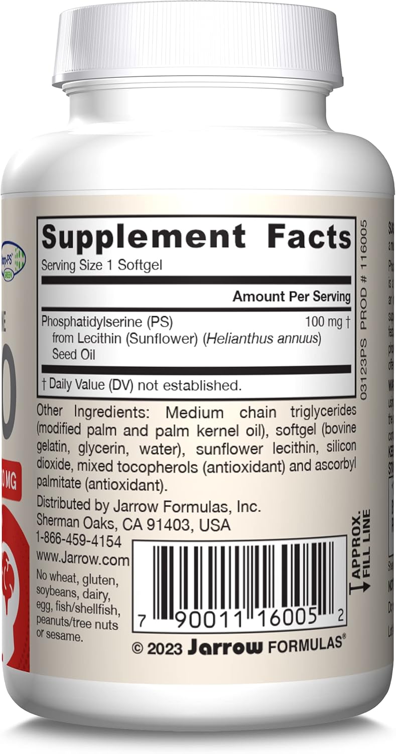 Barcode Image: Jarrow Formulas PS100 phosphatidylserine 100mg softgels 30 count barcode packaging