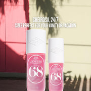 Lifestyle/use image: Sol de Janeiro Cheirosa 68 perfume mist daily fragrance use spray bottle 240ml & 90ml