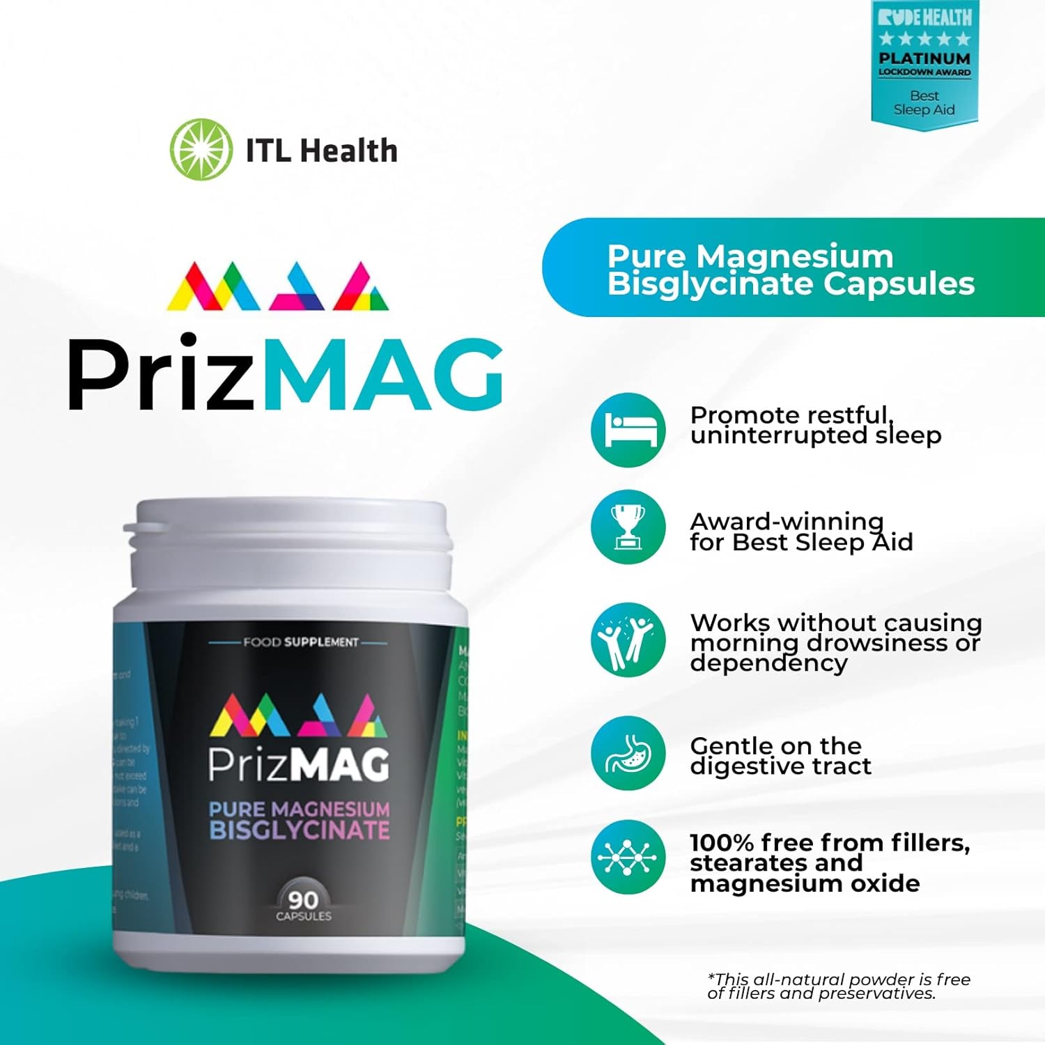 MAG365 PrizMAG Magnesium Bisglycinate Capsules - 90 Count