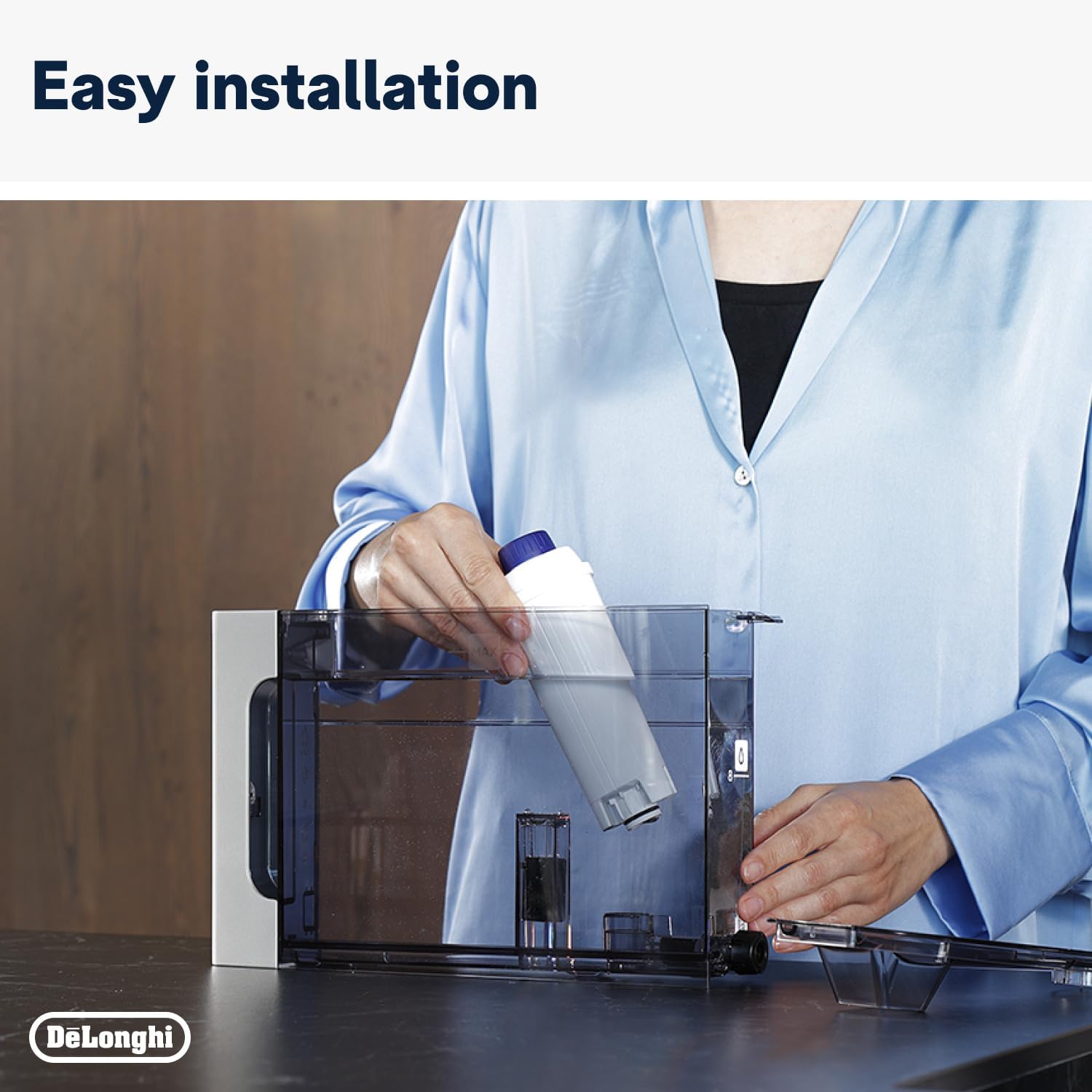 De'Longhi DLS C002 Replacement Water Filter, retail filter packaging, no flavour, 1 piece, installation instructions