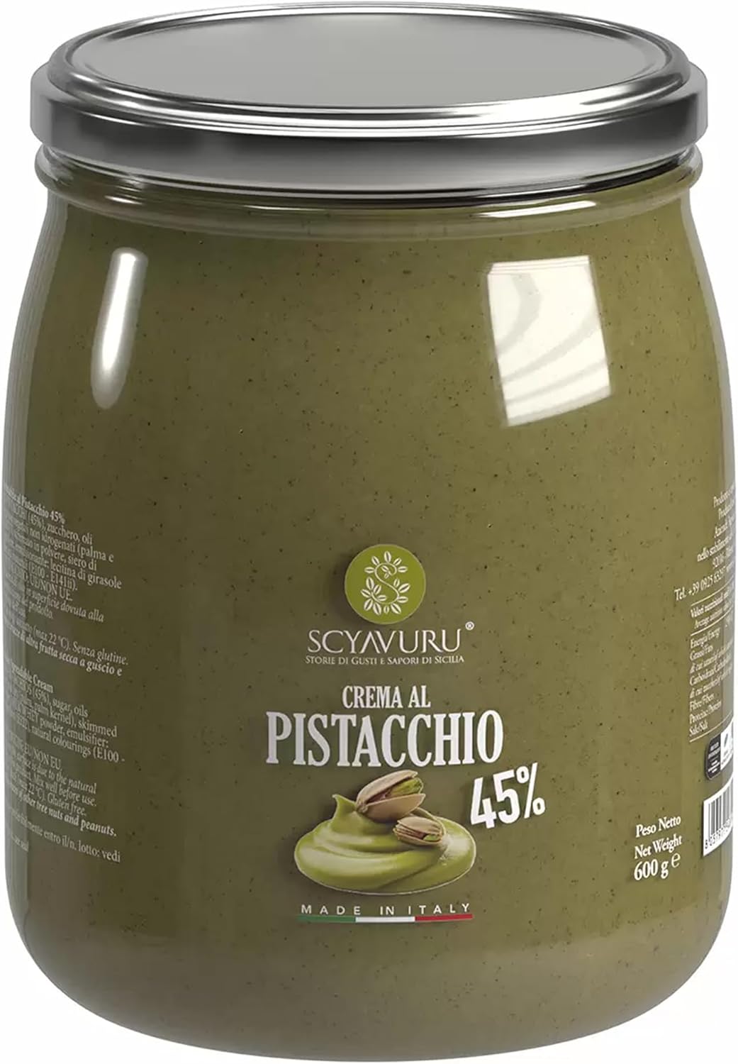 Scyavuru Pistachio Cream Spread 45 percent pistachio jar 600g