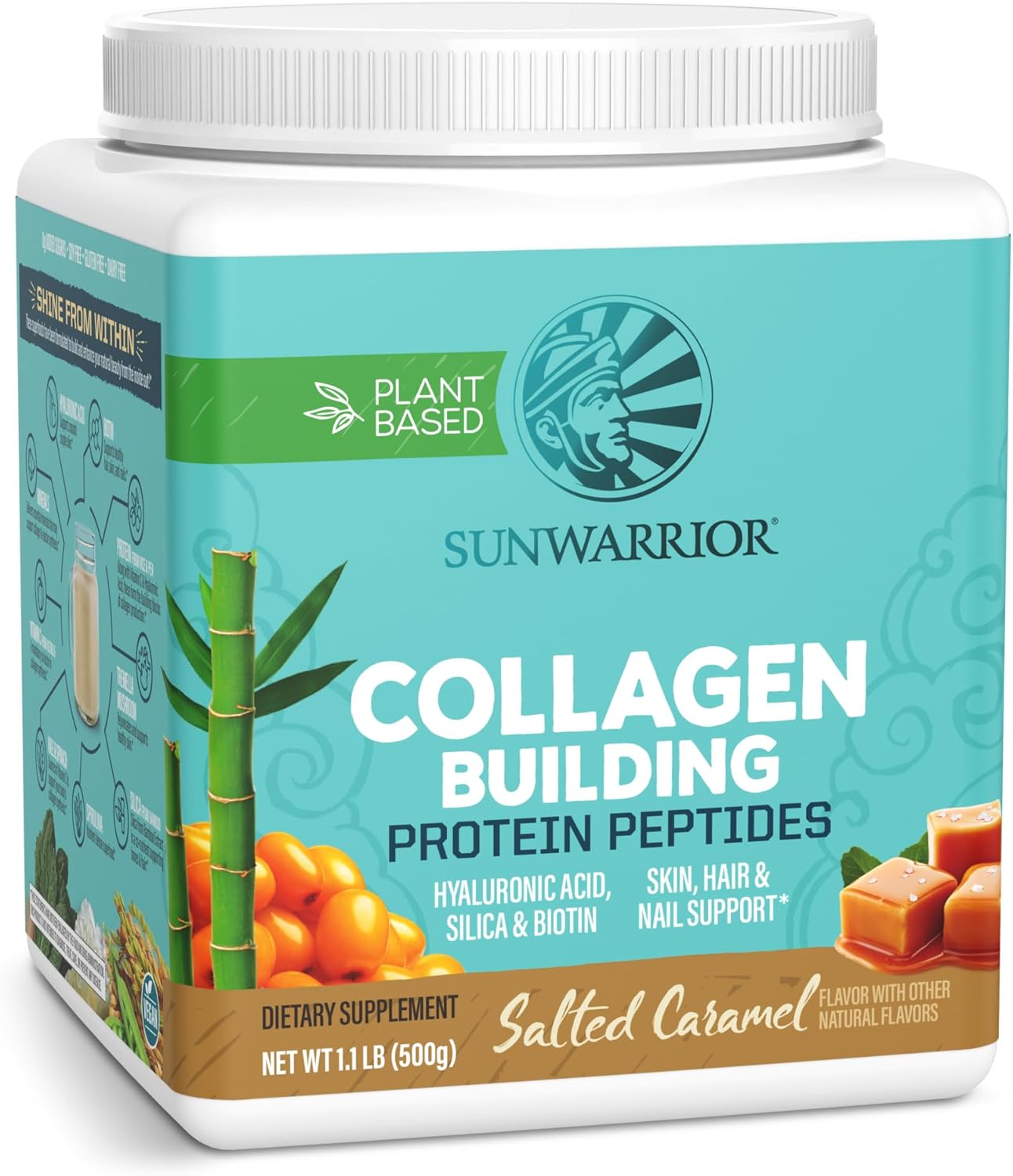 Sunwarrior Plant-Based Collagen Protein Powder 500g Tub - Salted Caramel Flavour