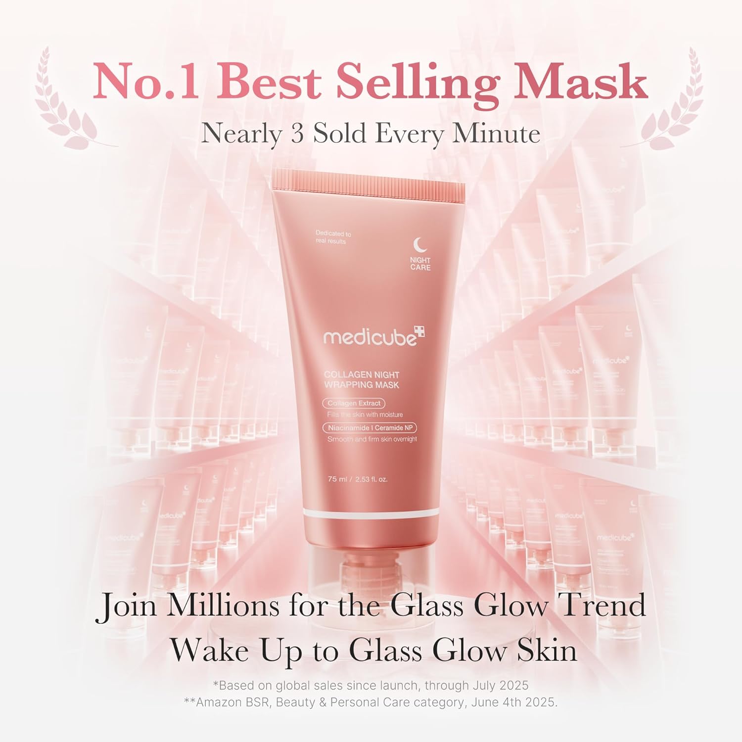 Medicube Collagen Night Wrapping Mask tube packaging overnight peel off face mask 75ml skincare routine lifestyle image