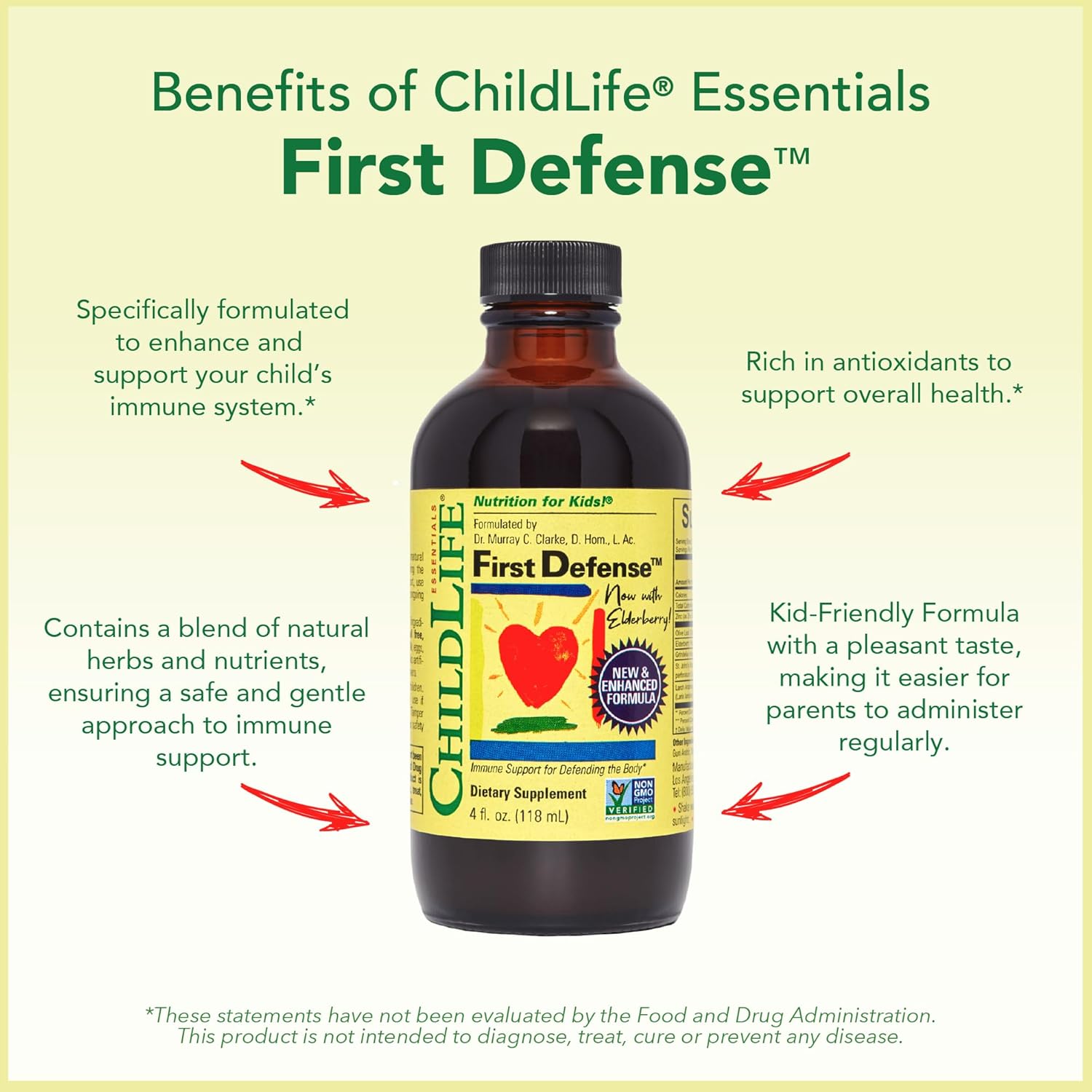ChildLife Essentials First Defense key benefits elderberry zinc 118ml