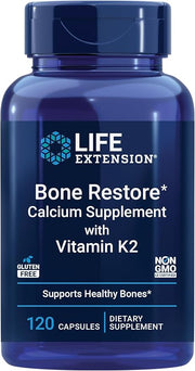 Life Extension Bone Maintain with Vitamin K2 dietary supplement bottle, 120 capsules.