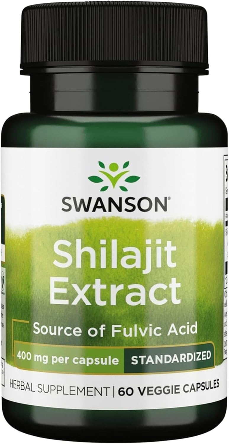 Swanson Shilajit Extract 400mg 60 Veggie Capsules herbal dietary supplement bottle front label