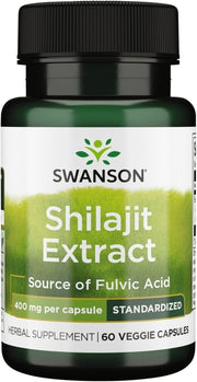 Swanson Shilajit Extract 400mg 60 Veggie Capsules herbal dietary supplement bottle front label