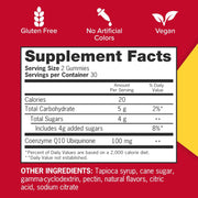 Supplement facts & ingredients image: Qunol CoQ10 gummies supplement facts 100mg ingredients 60 count