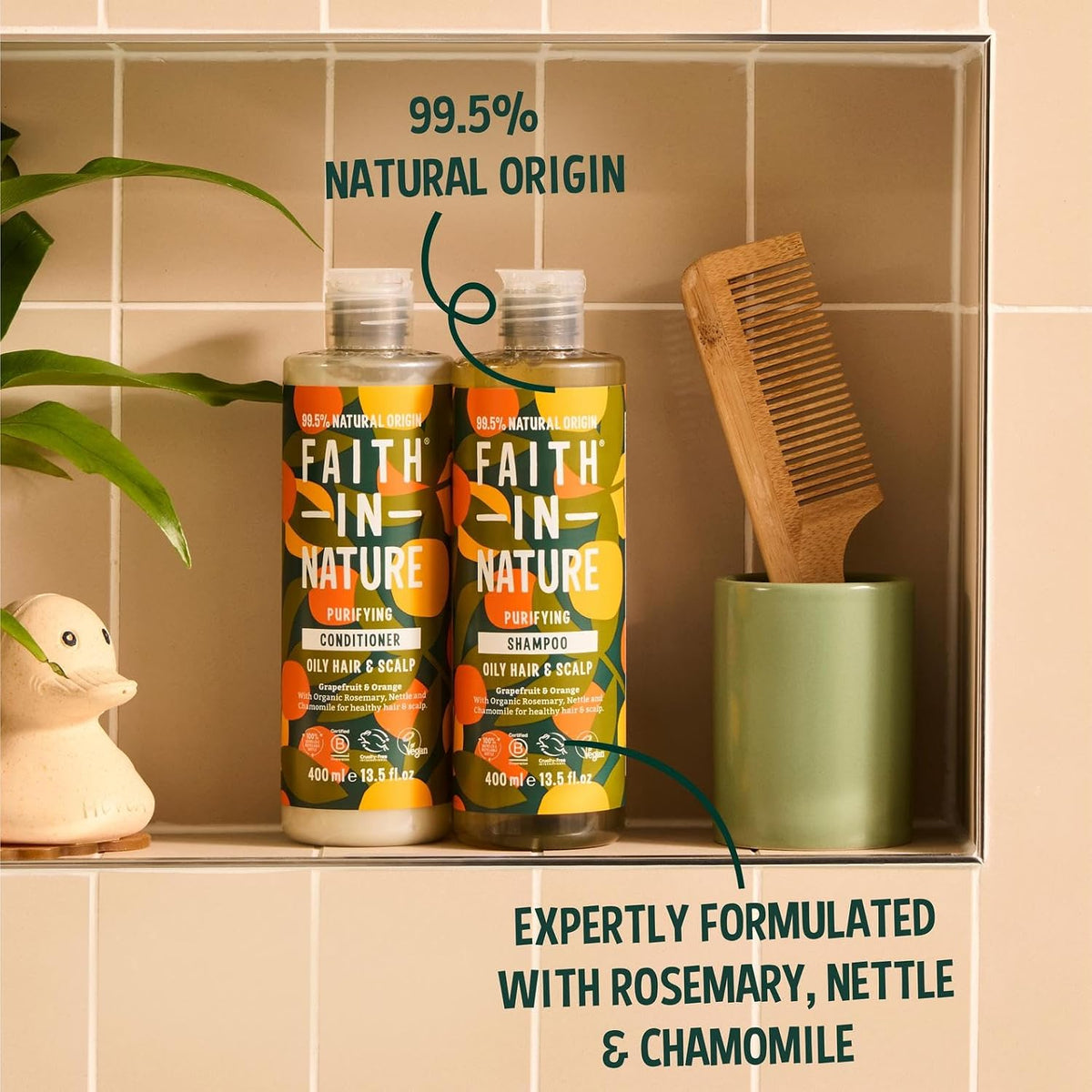 Faith In Nature Grapefruit and Orange Purifying Shampoo 400ml bottle for everyday hair care