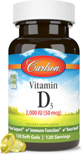 Cápsulas blandas de vitamina D3 Carlson 2000 UI - 120 unidades