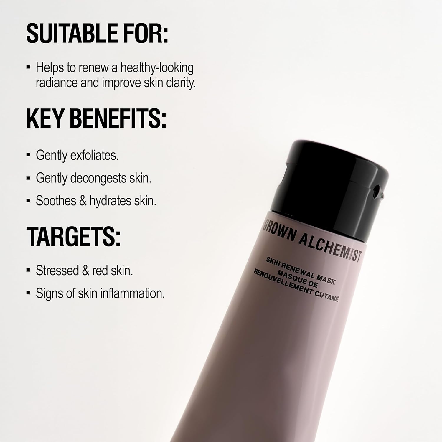 Grown Alchemist Skin Renewal Mask, tube packaging, fragrance not specified, 75ml, ingredients information