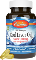 Gemas de Aceite de Hígado de Bacalao Carlson 1000 mg con Vitamina D3