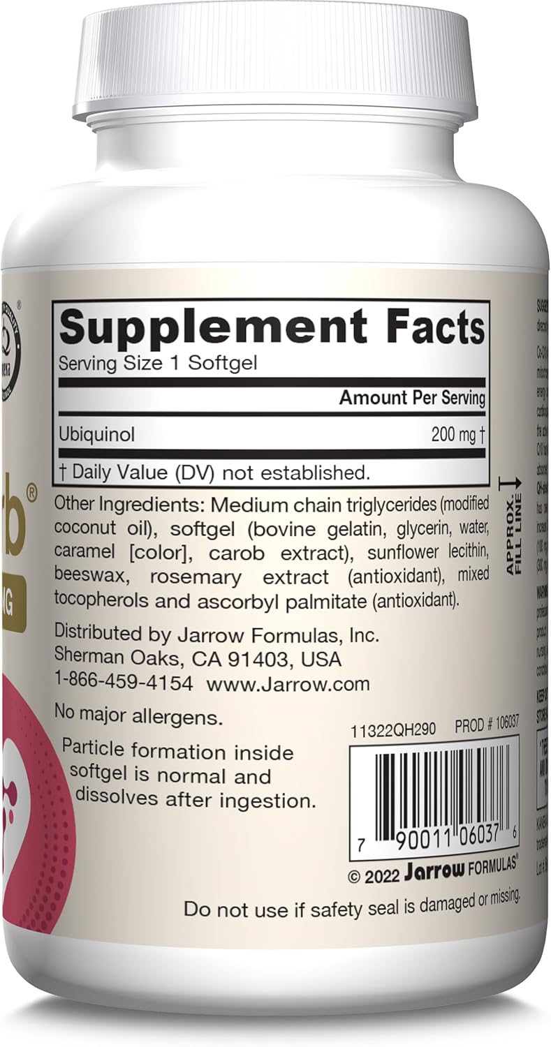 Jarrow Formulas QH-absorb Ubiquinol 200mg 90 Softgels barcode