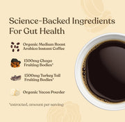 Four Sigmatic instant coffee blend ingredients and product information panel on packaging