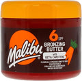 Manteca Corporal Bronceadora Malibu FPS 6, Beta Caroteno y Vitamina E, Resistente al Agua, 300ml