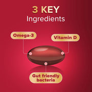 Seven Seas Omega-3 and Gut Friendly Bacteria no flavour capsules 30 count key ingredients
