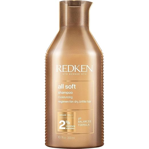Redken All Soft Shampoo bottle with Argan Oil, 300ml size, on clean background.