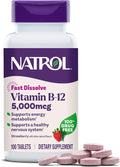 Tabletas de Disolución Rápida de Vitamina B12 5000mcg Sabor Fresa Natrol – 100 Unidades