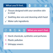 Natracare Safe to Flush Moist Tissues everyday personal hygiene flushable wipes pack 30 wipes