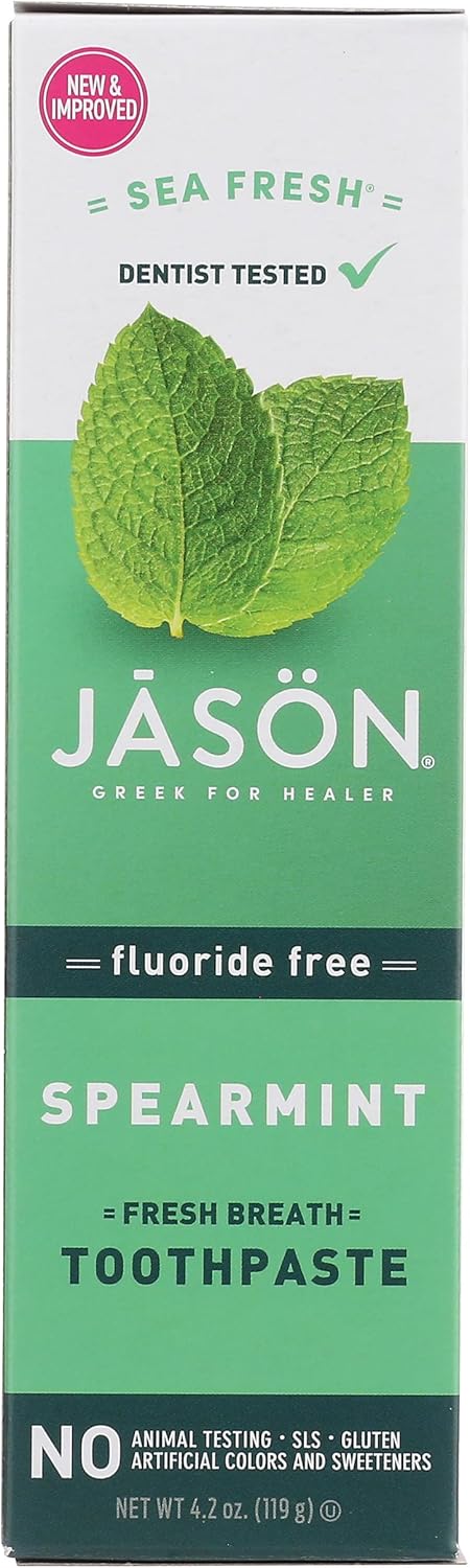 Jason Sea Fresh Spearmint Fresh Breath Toothpaste fluoride free box 119g