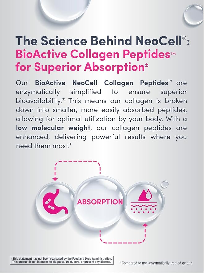 NeoCell Grassfed Collagen Peptides Plus Vitamin C Tablets - 120 Count