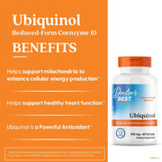 Doctor's Best Ubiquinol CoQ10, bottle packaging, no flavour, 100mg, 60 softgels, daily dietary supplement use
