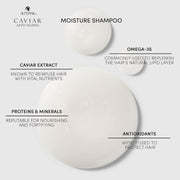 Alterna CAVIAR Moisture Shampoo isolated on white background.