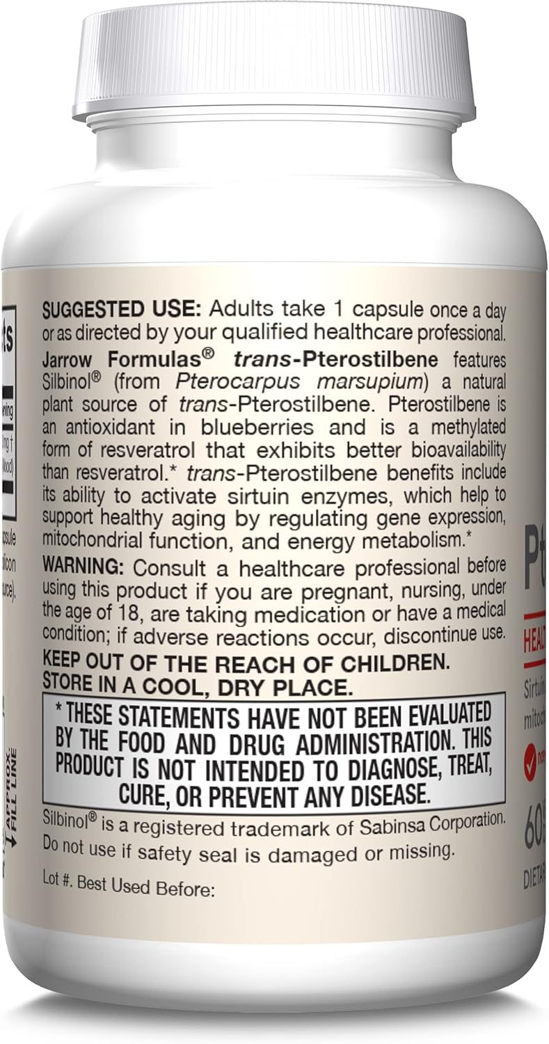 How to Use Image: Jarrow Formulas trans pterostilbene 50mg veggie capsules 60 count usage instructions