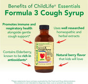 ChildLife Essentials Formula 3 key benefits elderberry wild cherry bark 118.5ml