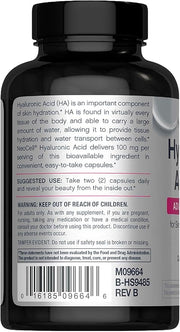 Supplement facts panel and barcode for NeoCell HA capsules, 60 count.