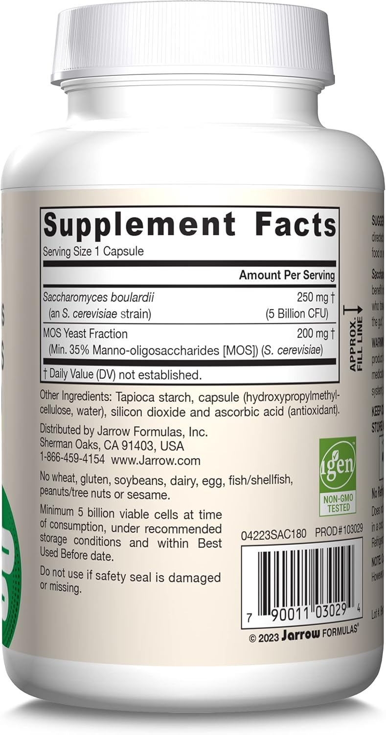 Barcode Image: Jarrow Formulas Saccharomyces Boulardii MOS probiotic capsules barcode 180 count 5 billion CFU