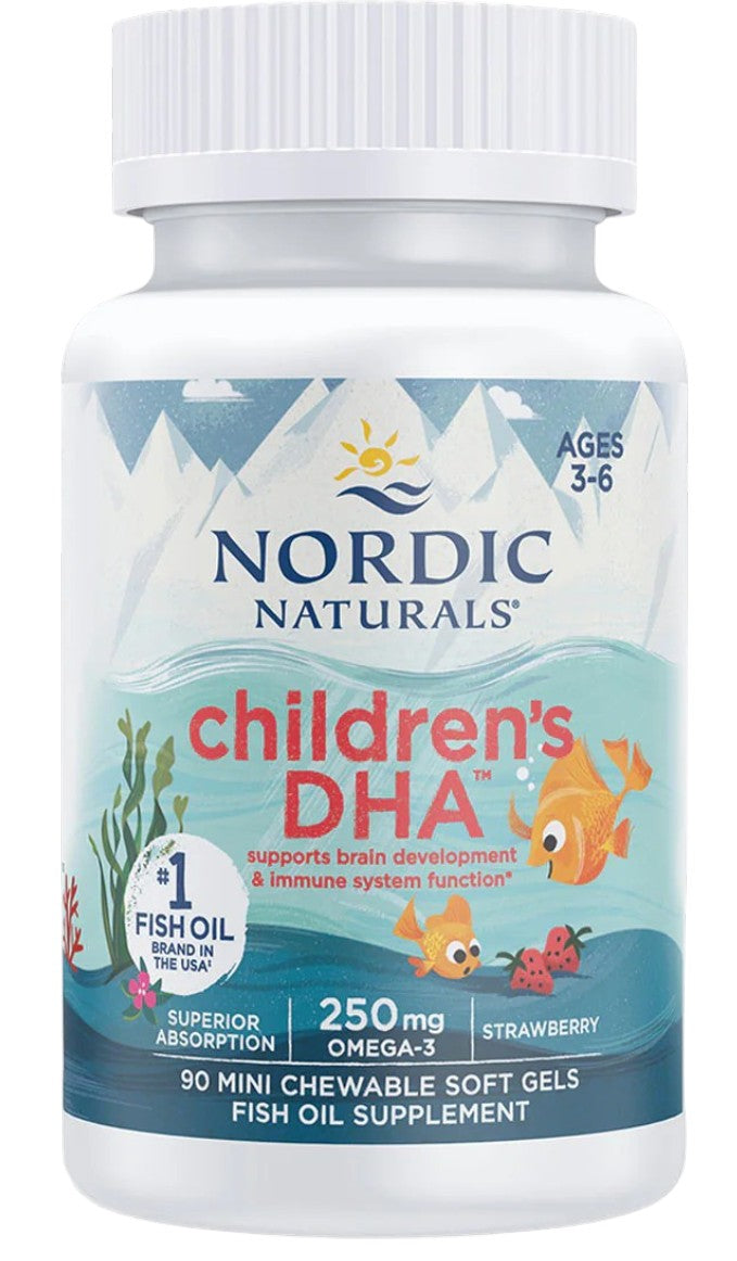 Nordic Naturals Children's DHA 250mg Strawberry 90 Mini Chewable Soft Gels