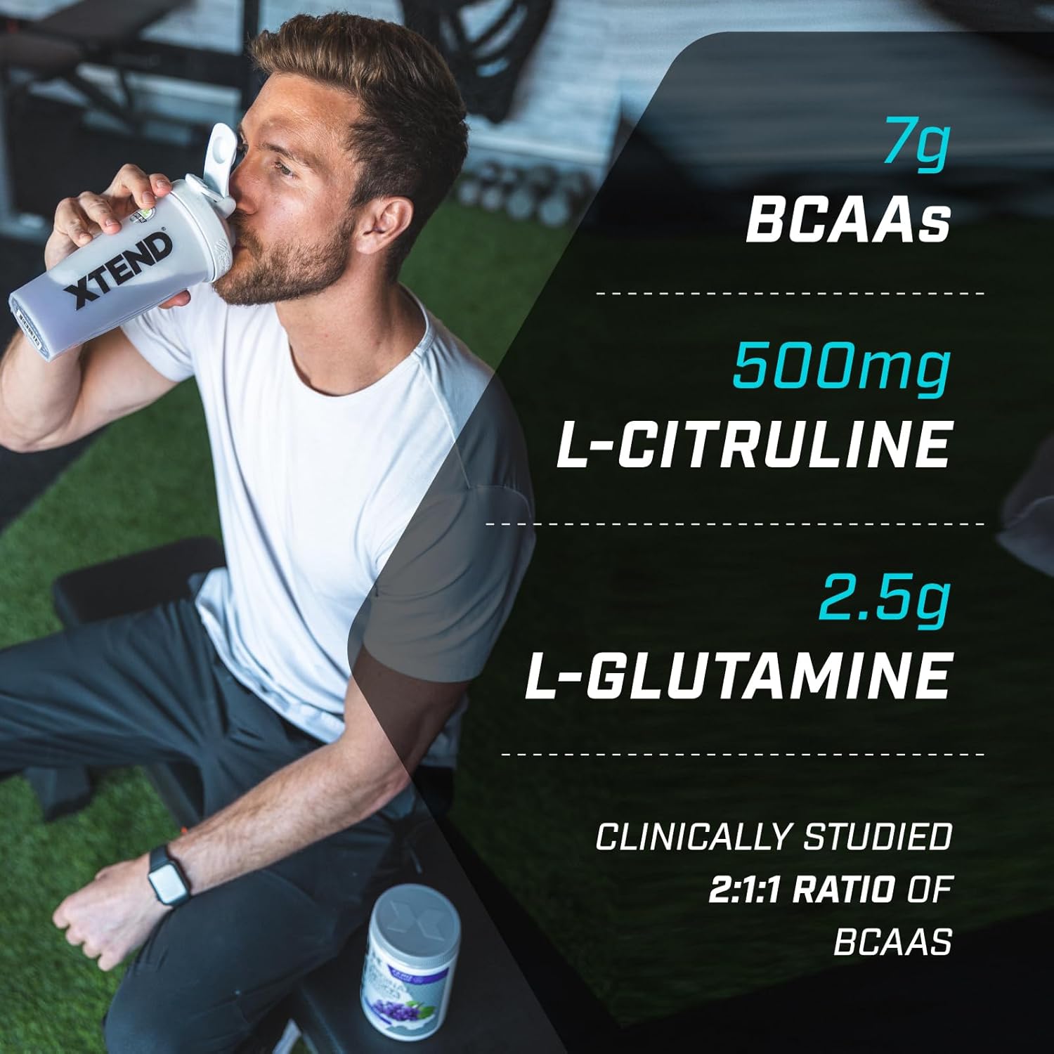 Supplement facts & ingredients image: XTEND Original BCAA Powder Mango Madness supplement facts ingredients tub powder 441g 30 servings