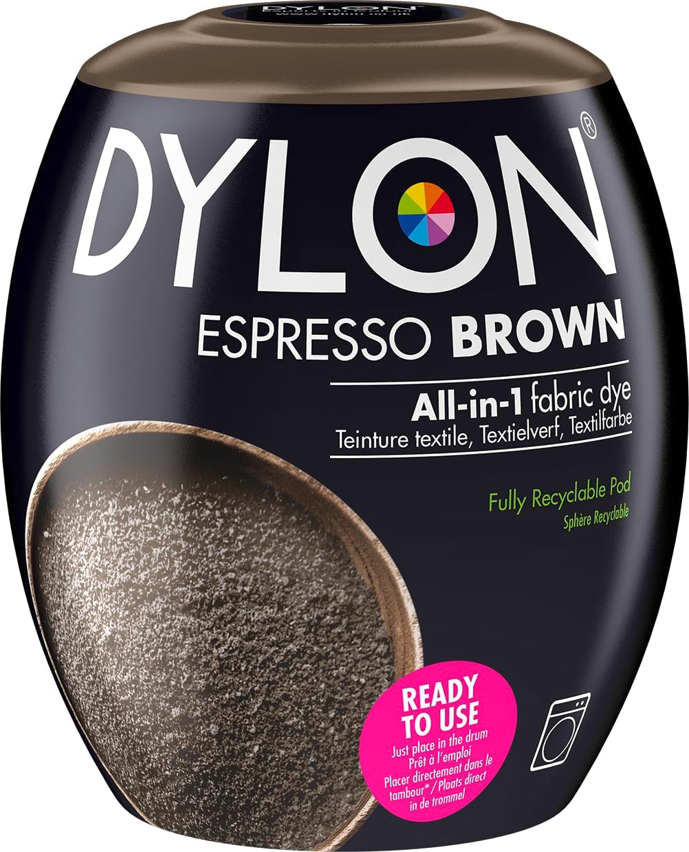 Dylon All-in-1 Fabric Dye Pod Espresso Brown 350g single dye pod packaging