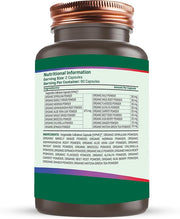 Supplement facts panel for The Good Guru Organic Greens blend.