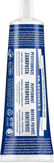 Dr. Bronner's Peppermint Fluoride Free Toothpaste 105ml tube