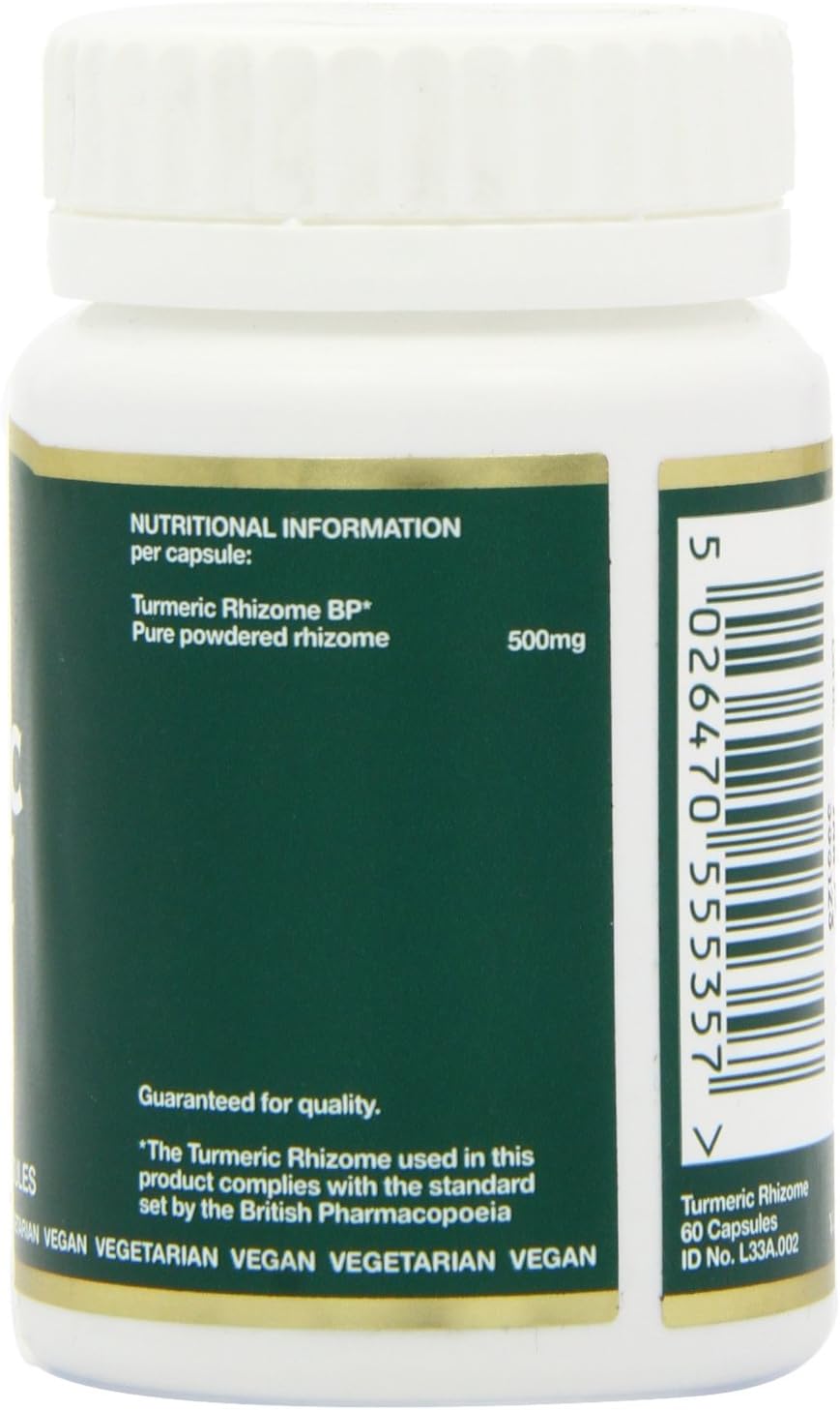 Bio-Health Turmeric Rhizome supplement facts capsules 500mg 60 capsules